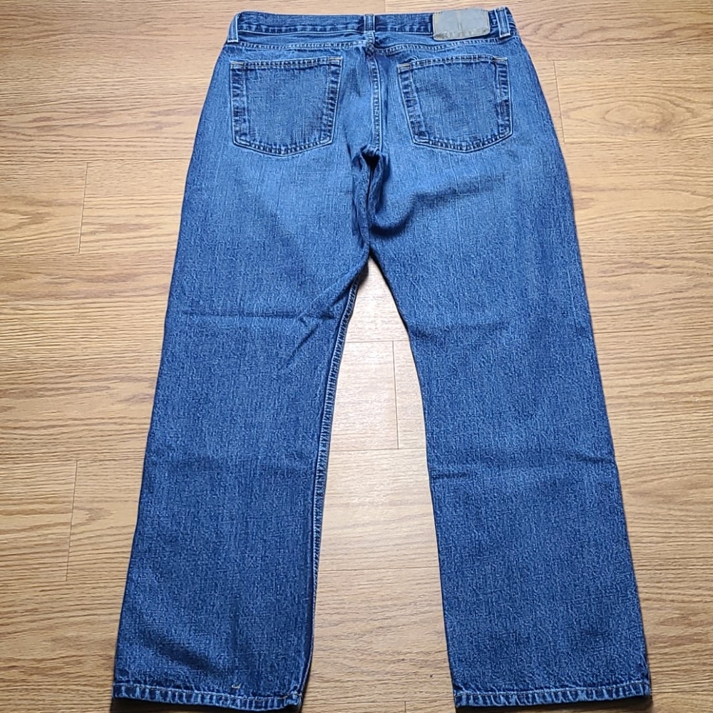 EDDIE BAUER 35x28 VINTAGE STRAIGHT FADED MENS BLUE JEANS - Picture 3 of 8